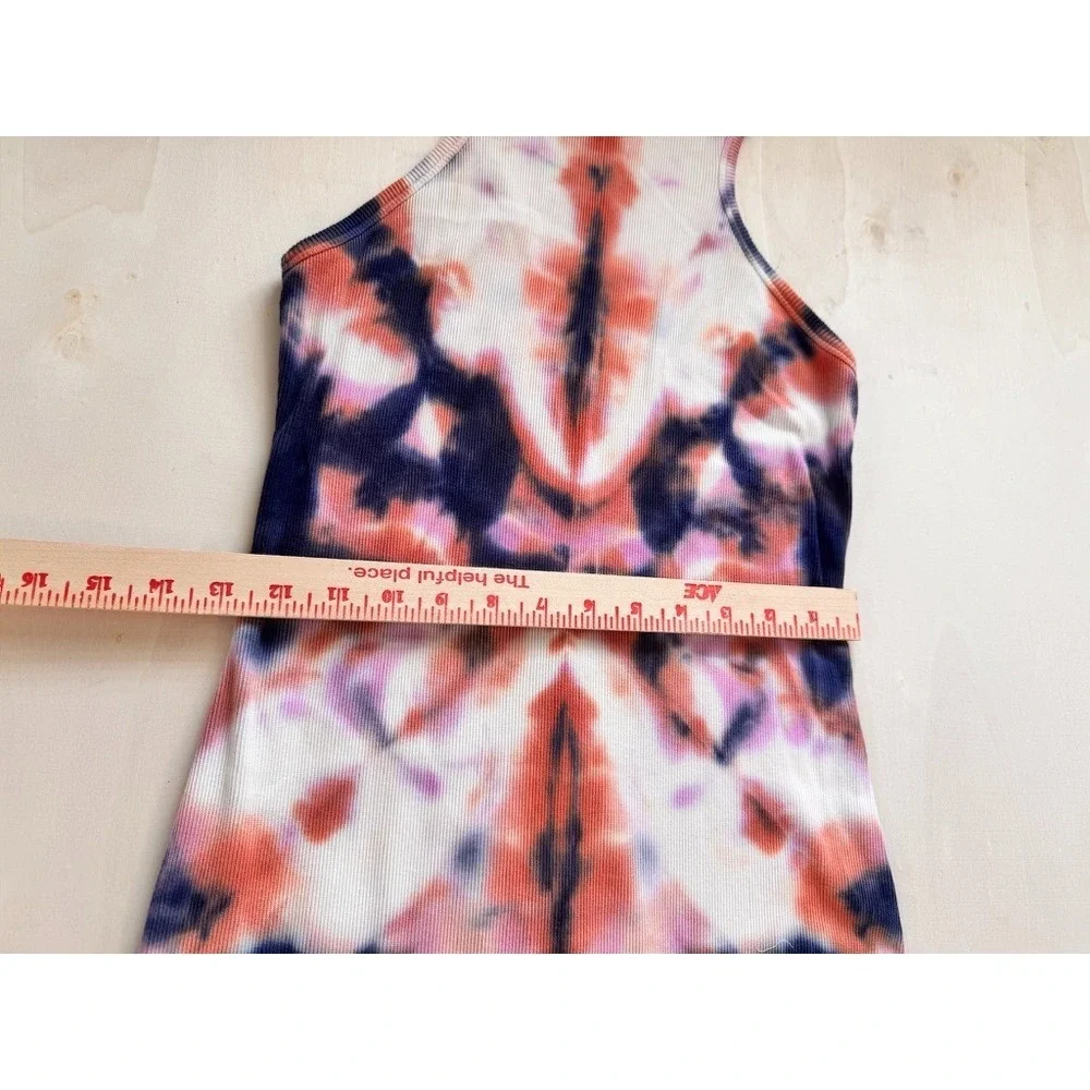 YFB Tie Dye Ribbed Midi Tank Dress Womens S Racerback Bodycon White Blue Pink